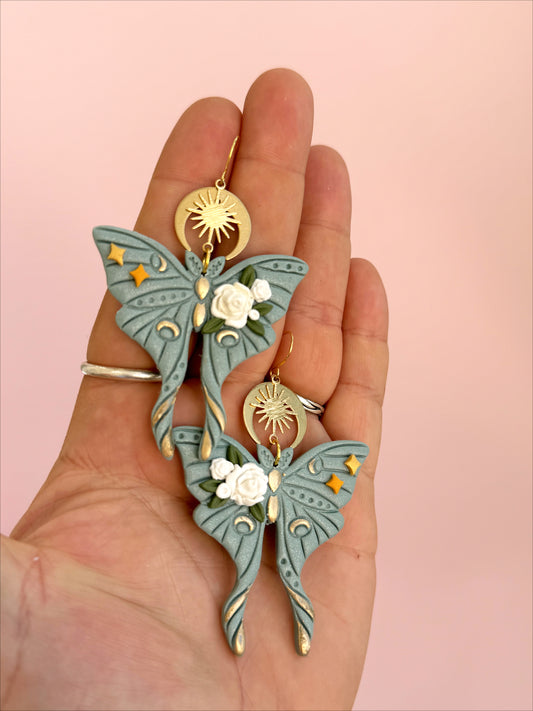 Sky Blue Moth Dangles