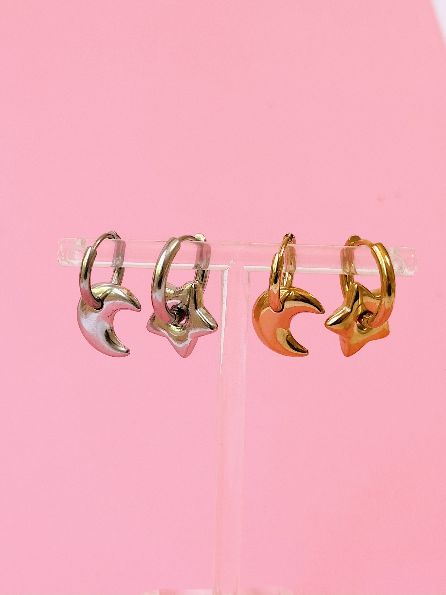 Lunar Charm Huggie Hoops (Gold + Silver)