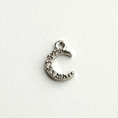 Sparkle Crescent Moon Silver Charm