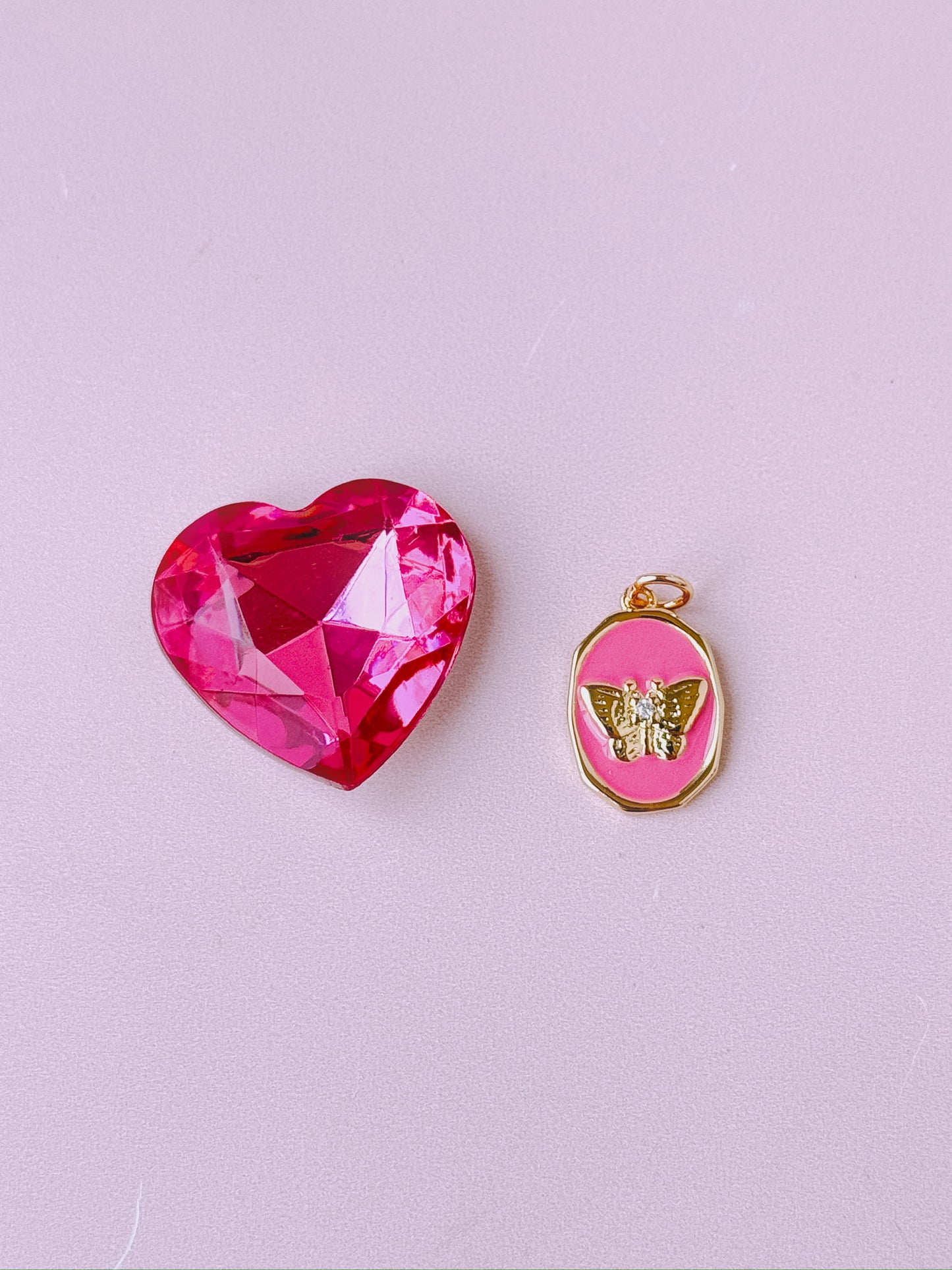Pink Butterfly Pendant Gold Charm