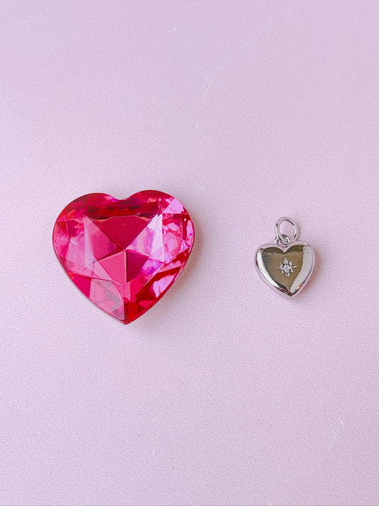 CZ Silver Heart Locket Charm