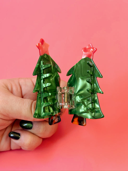 Holiday Tree Hair Claw Clip