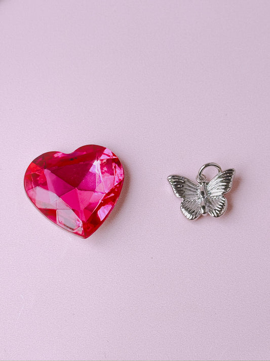 3D Silver Butterfly Charm