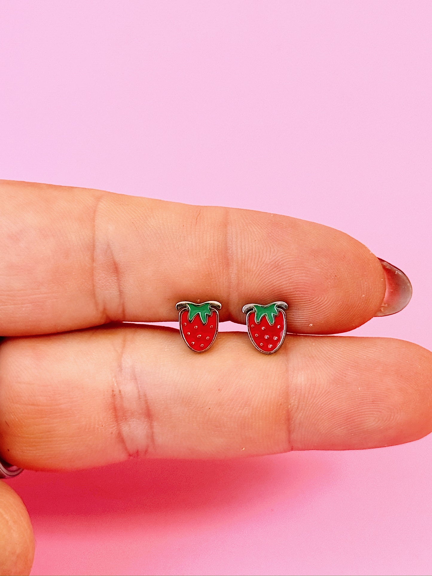 Silver Strawberry Flat-back Pushpin Studs