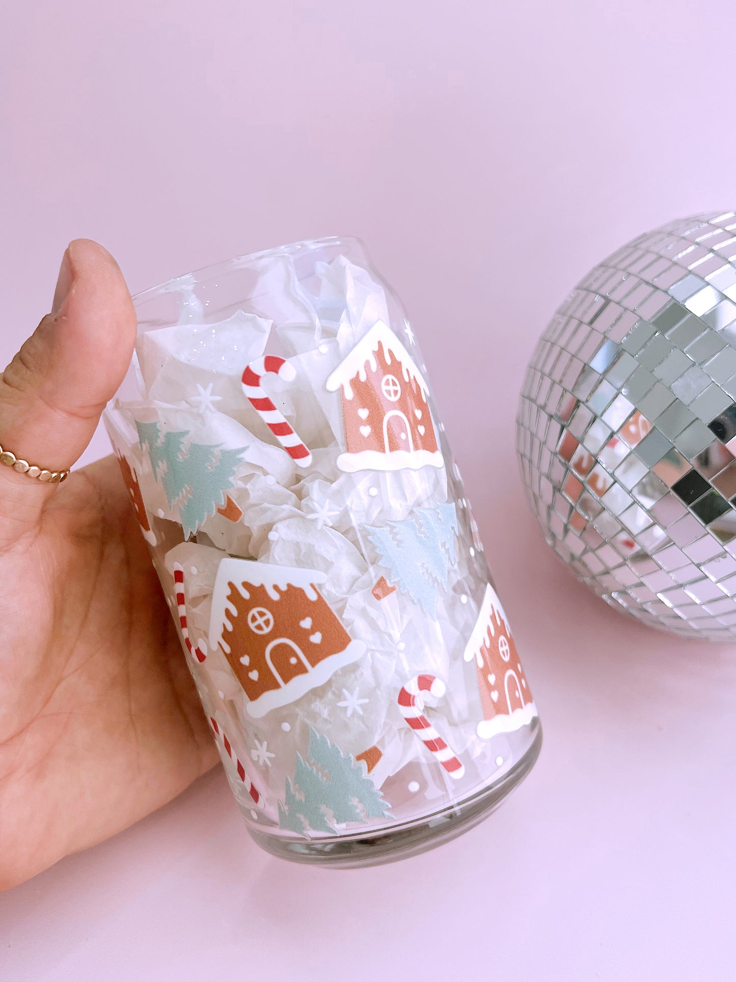 Gingerbread House Glass Cup