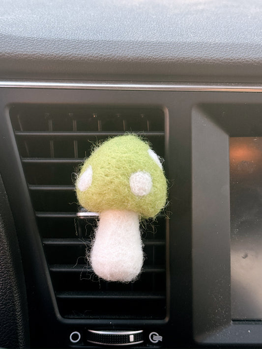 Green Felt Mushroom Car Vent Clip