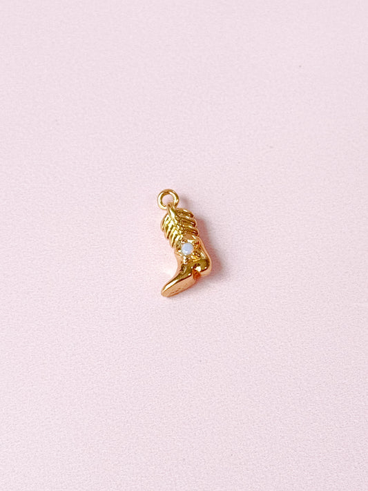 Tiny Opal Cowboy Boot Charm (Gold + Silver)