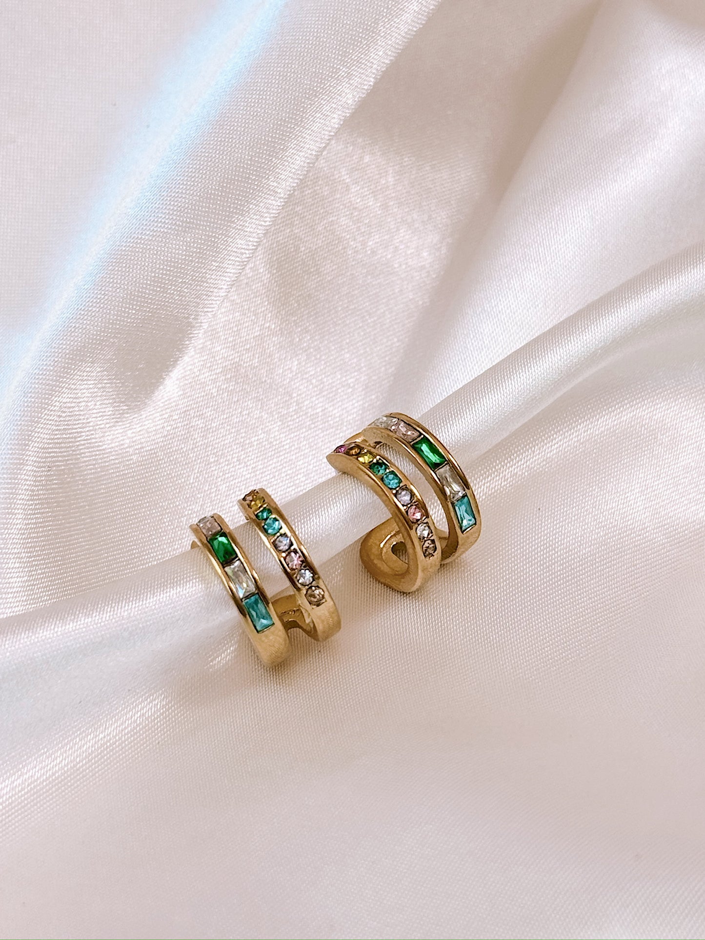 Nebula Double Hoop Studs