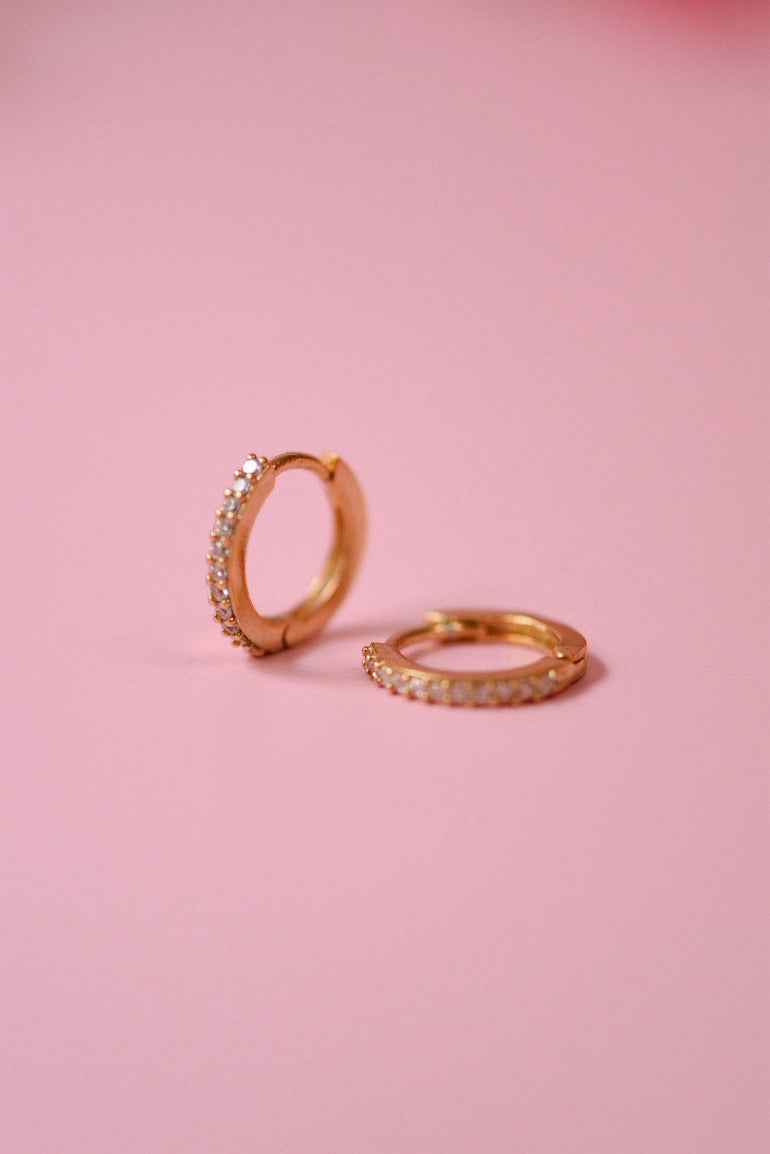 Mini Clear Jewel Huggies (Gold + Silver)