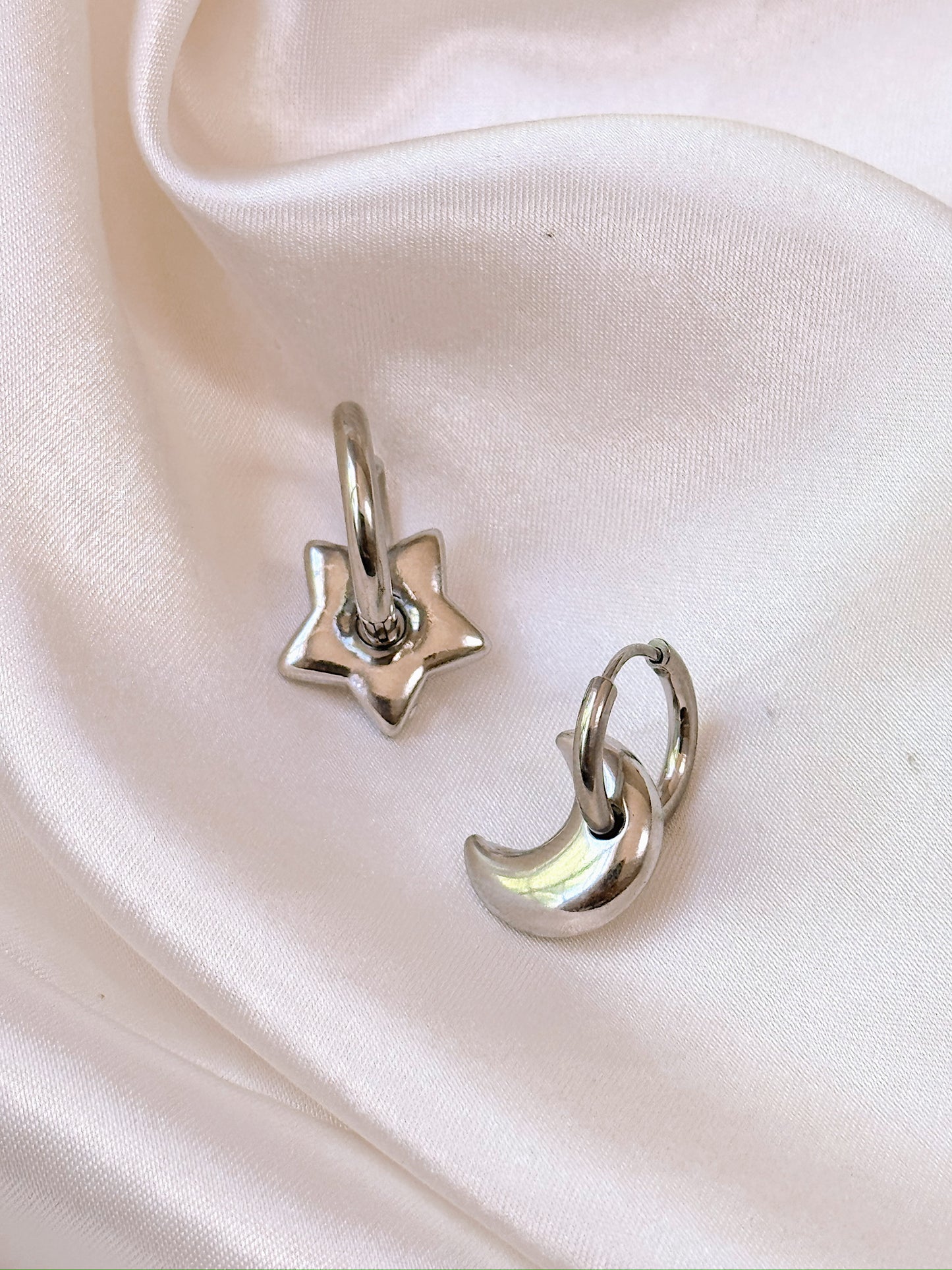 Lunar Charm Huggie Hoops (Gold + Silver)