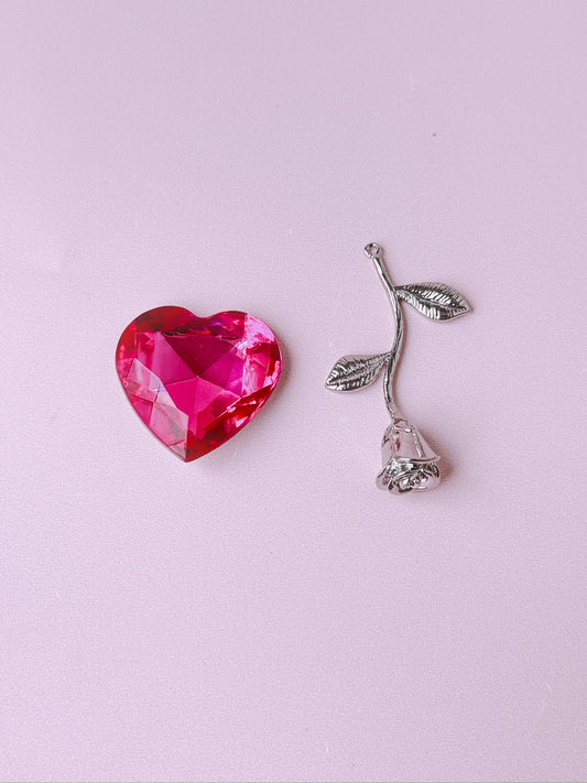 Rose Stem Silver Charm