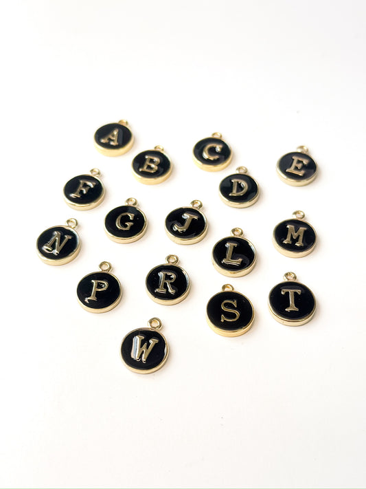 Typewriter Key Letter Black + Gold Charm