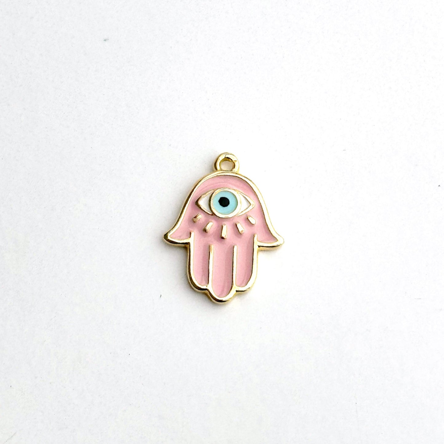 Pink Hamsa Hand Gold Charm