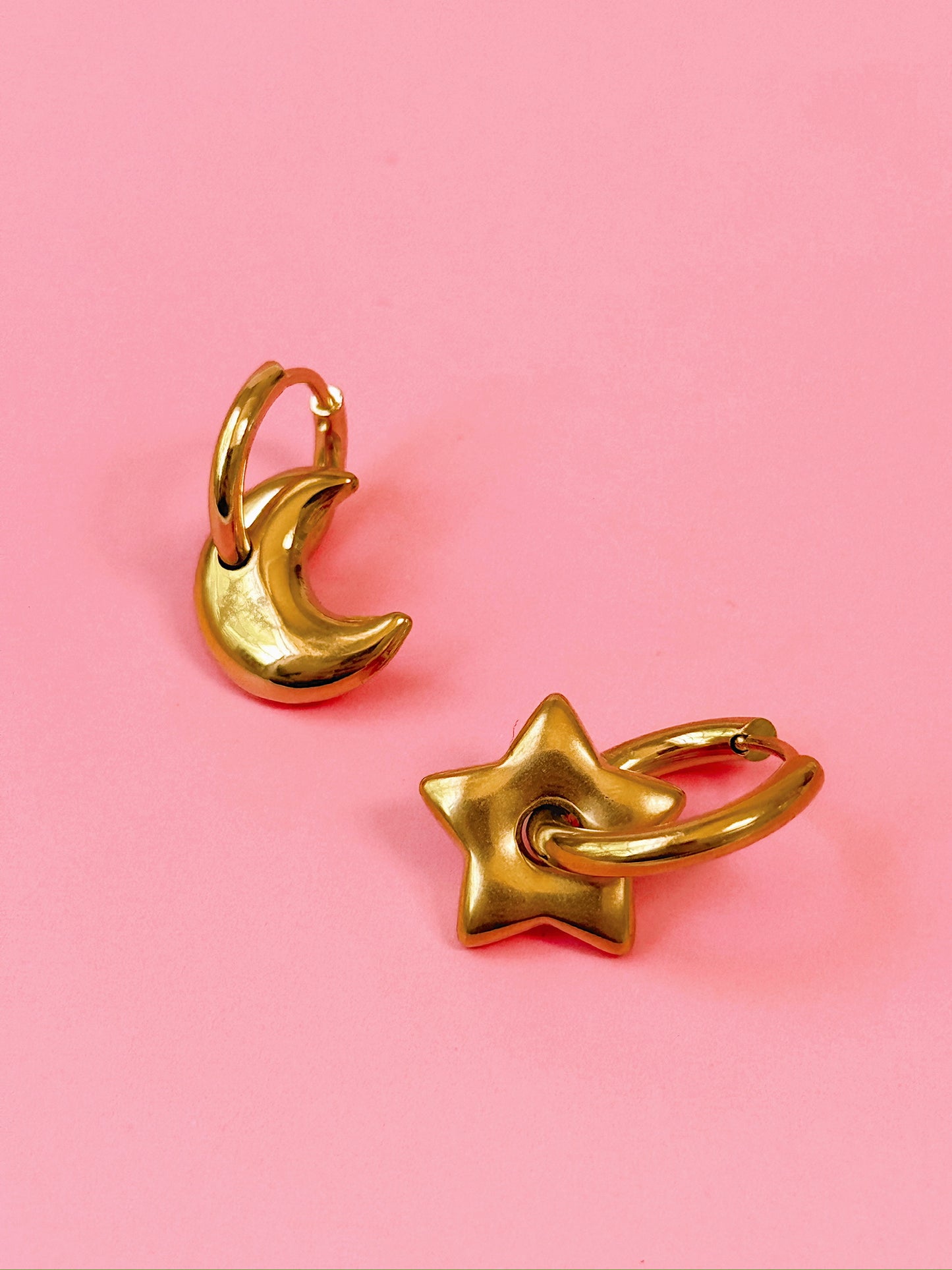 Lunar Charm Huggie Hoops (Gold + Silver)