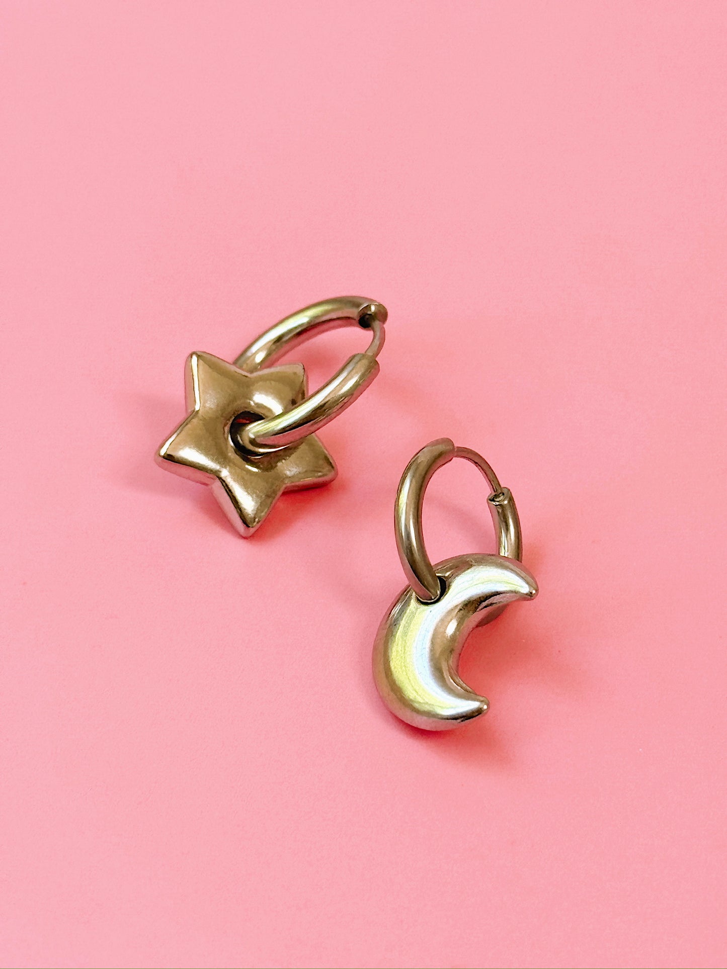 Lunar Charm Huggie Hoops (Gold + Silver)