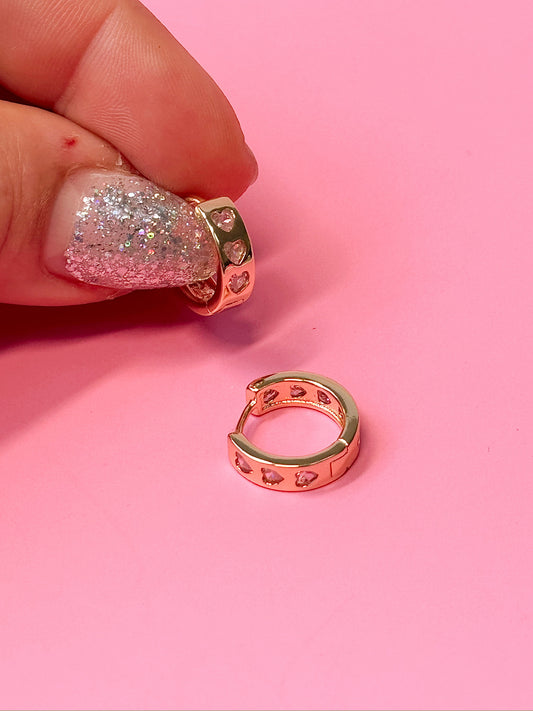 Pink Heart Jewel Hoops