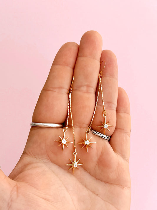 Staggered Star Drops (Gold + Silver)