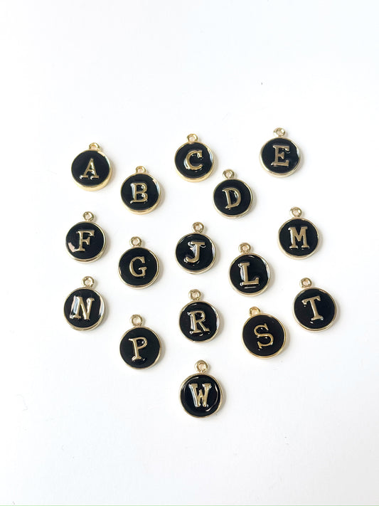 Typewriter Key Letter Black + Gold Charm