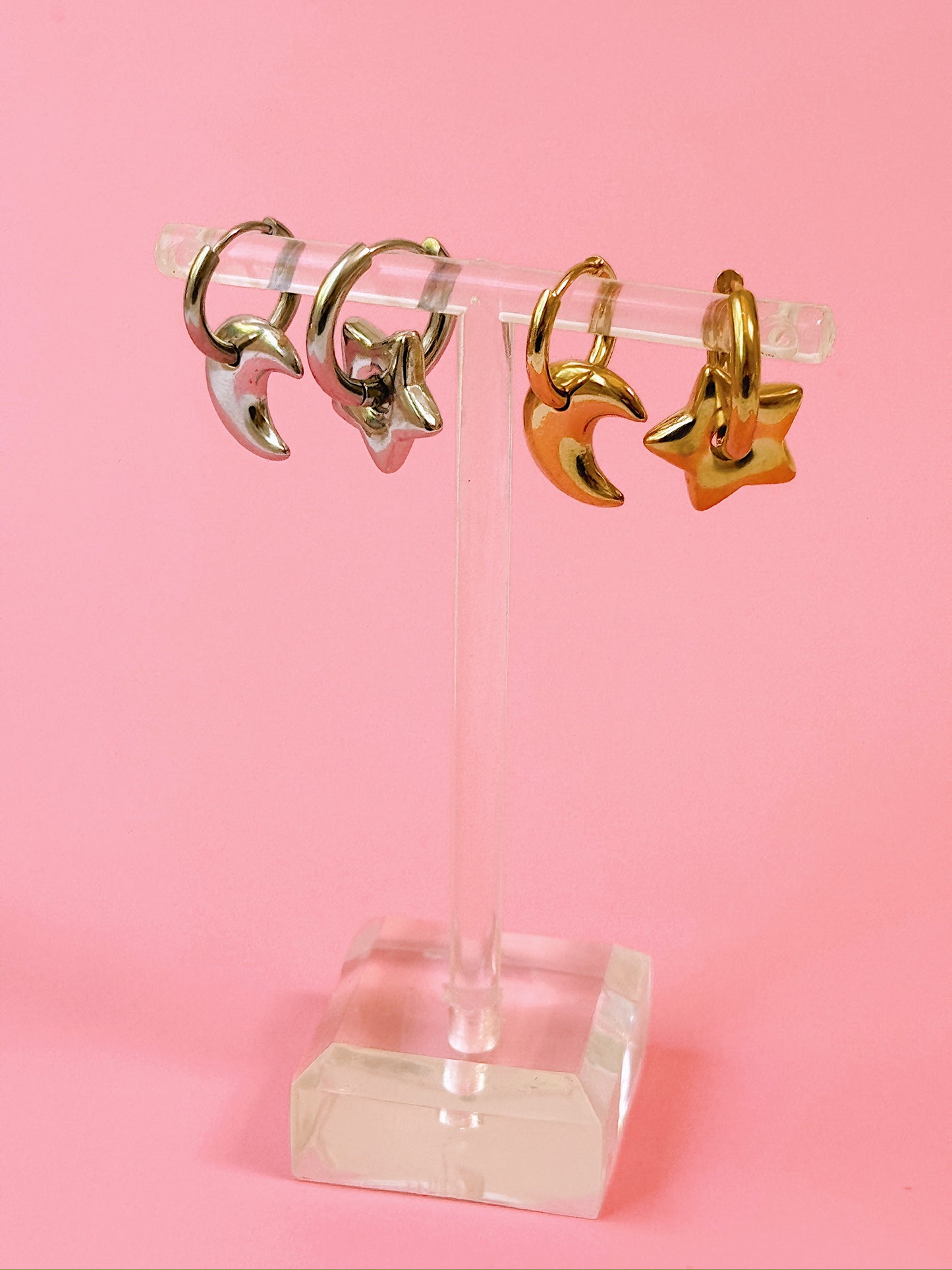 Lunar Charm Huggie Hoops (Gold + Silver)