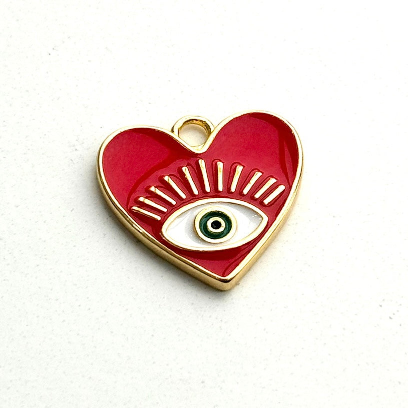 Red Heart Protection Gold Charm