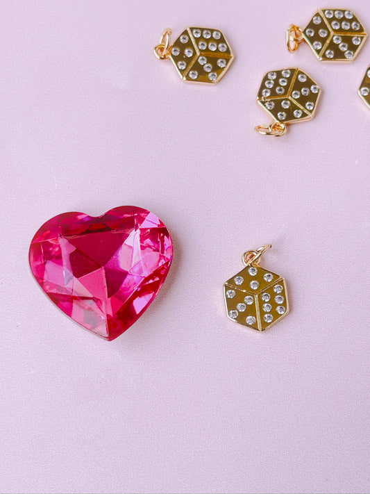 Gold Dice CZ Charm