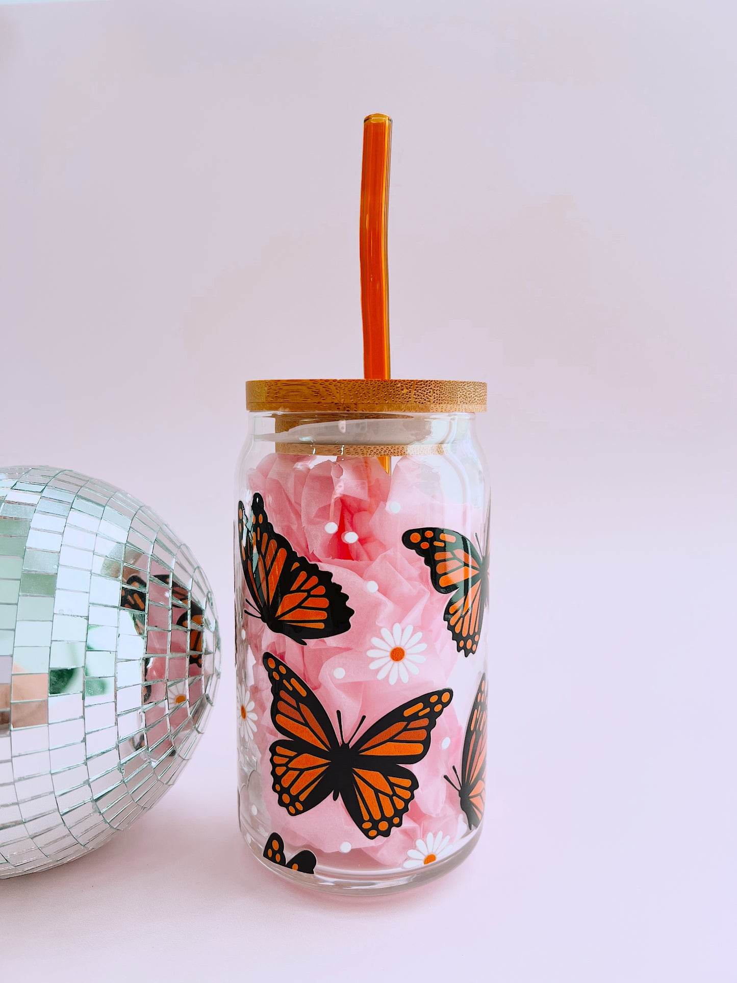 Monarch Butterfly Glass Cup (2 Color Options)