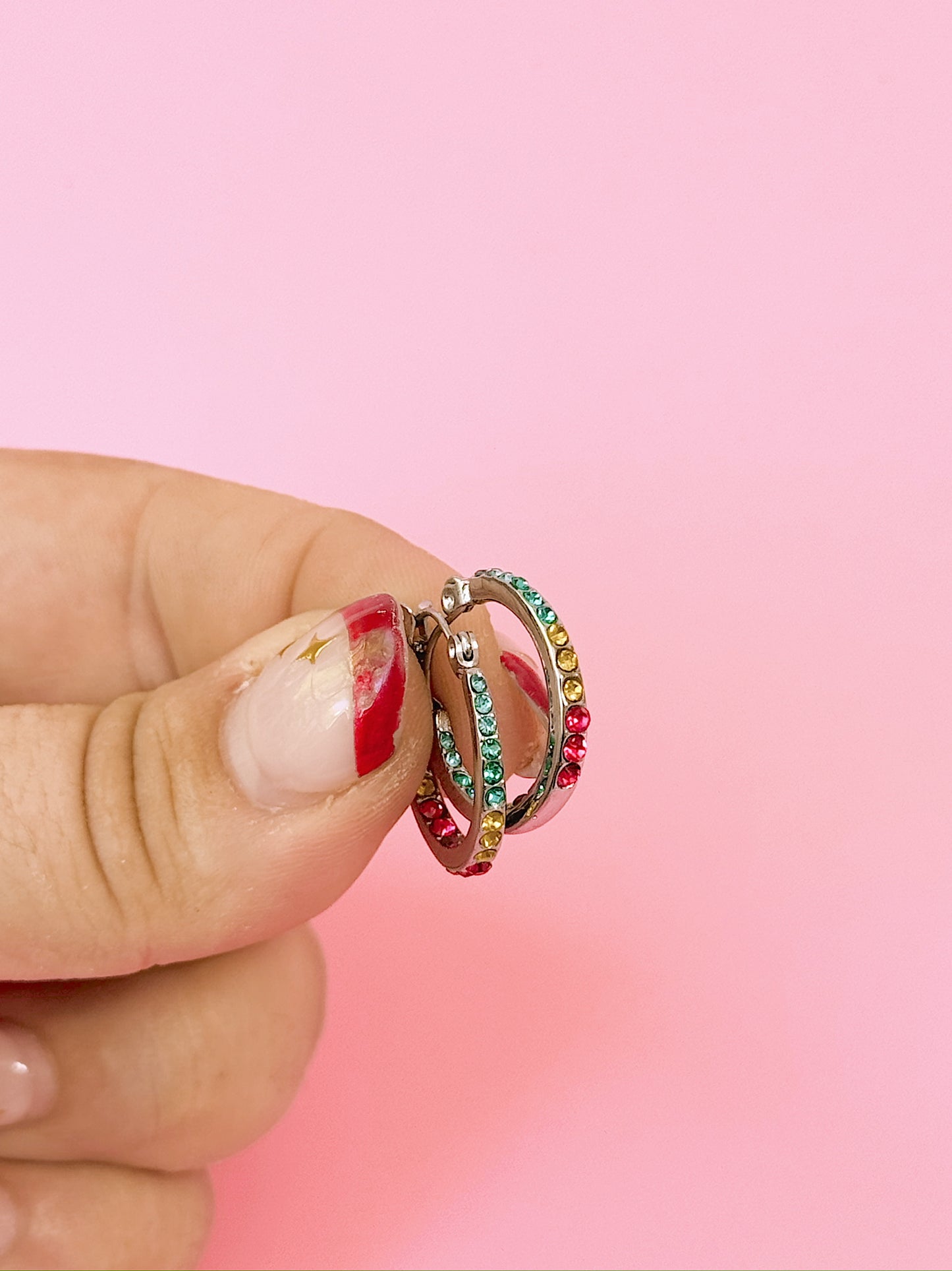 Silver Prism Dust Hoops