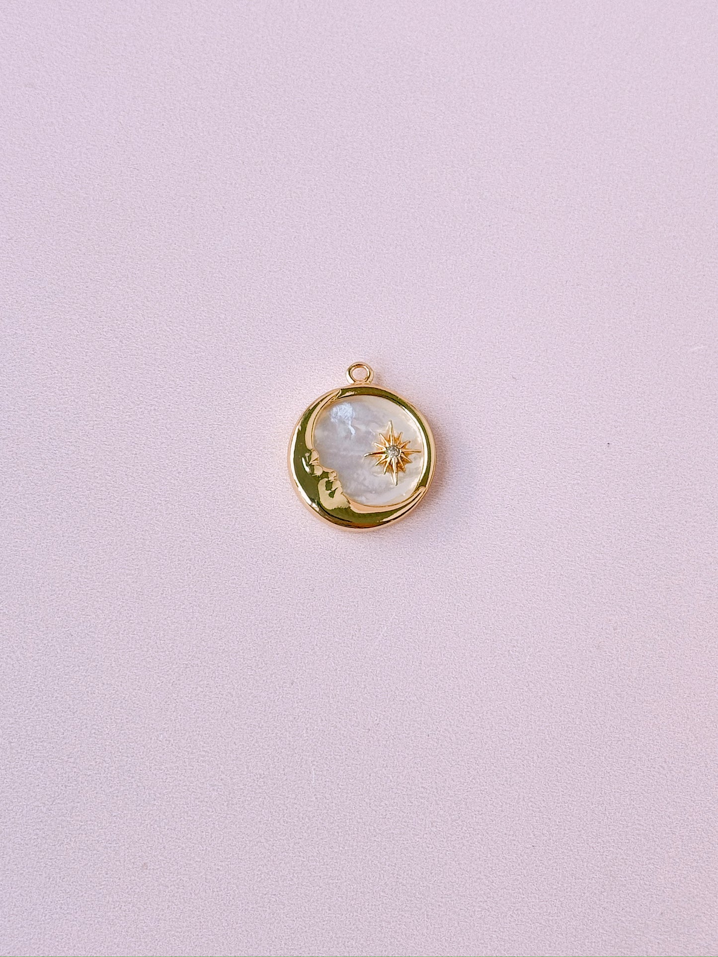 Opalescent Crescent Moon & Star Gold Charm