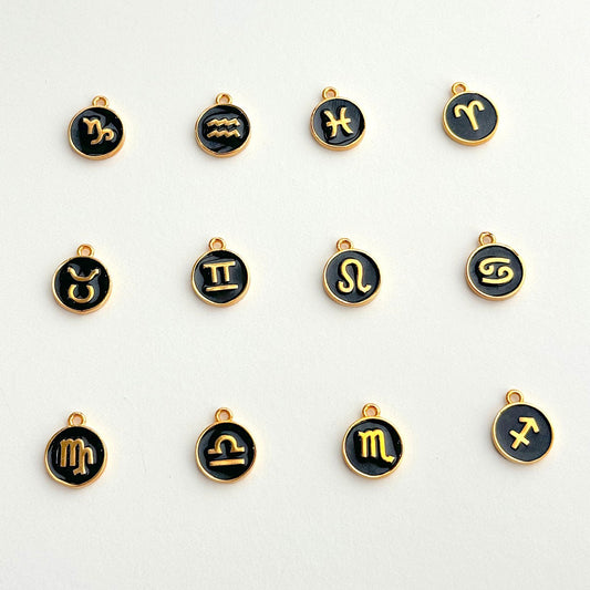 Astrological Sign Black & Gold Charm