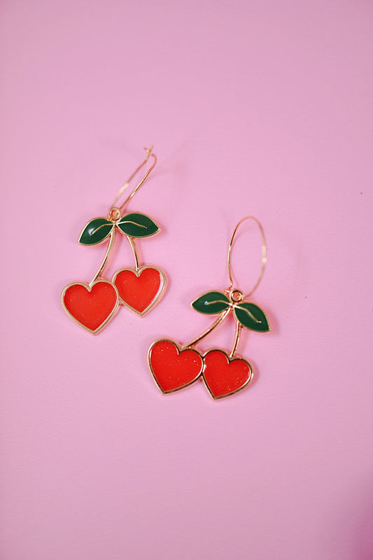 Cherry Heart Hoops (2 Color Options)