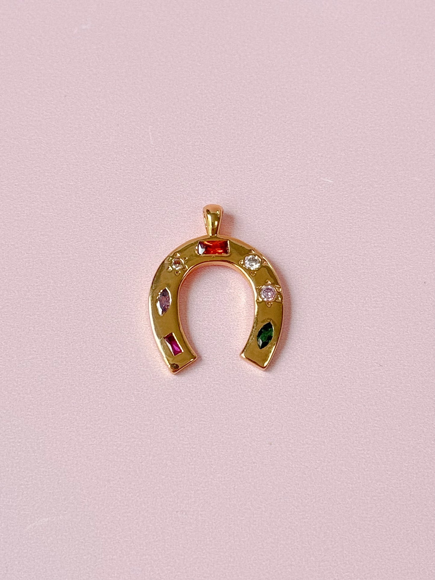Large Bejeweled Gold Horseshoe Charm