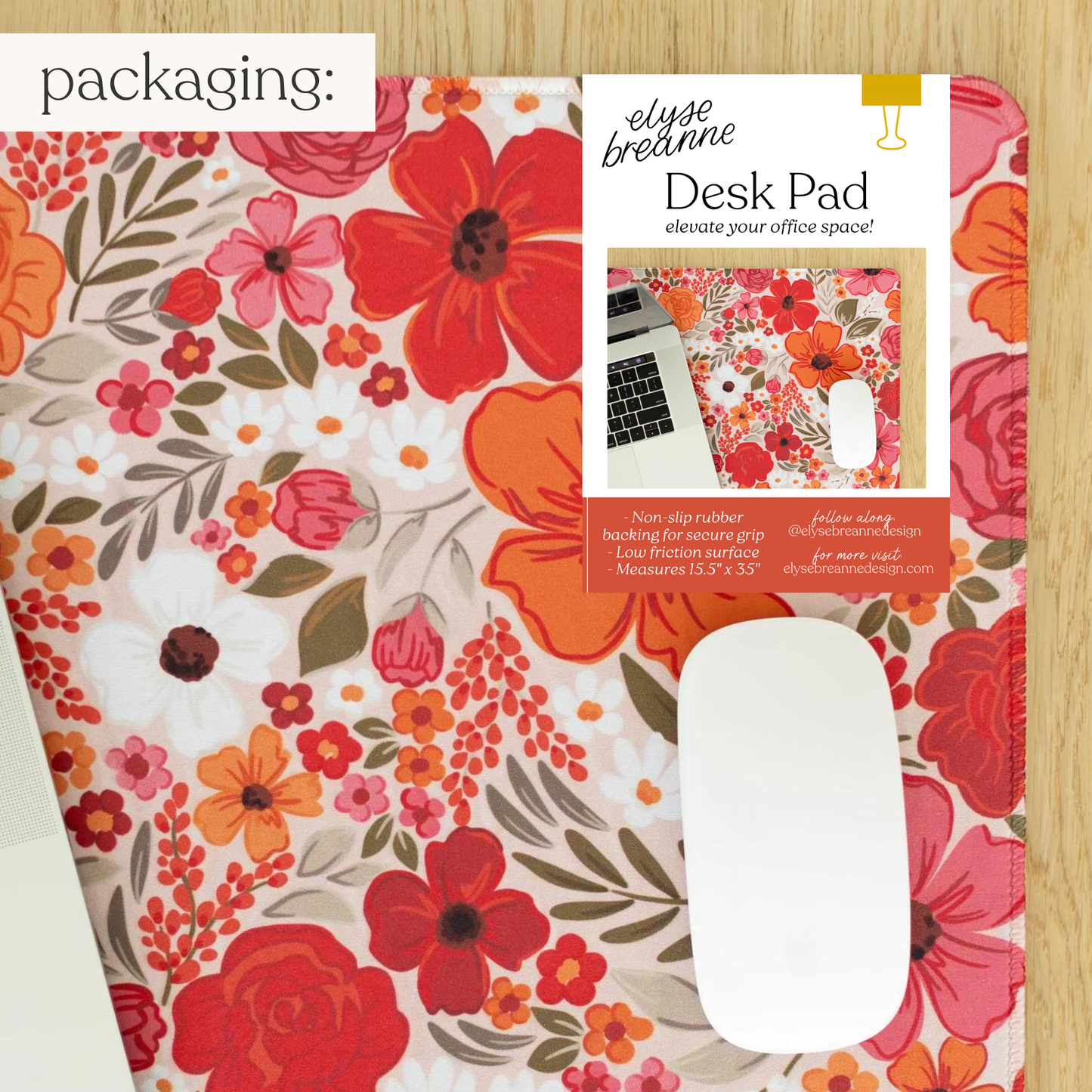 Rosewood Blooms Desk Pad