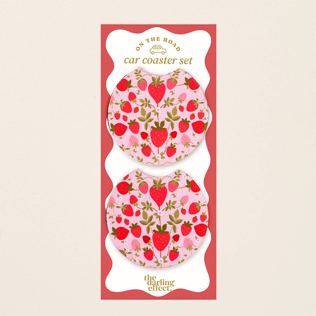 Strawberry Fields Car Coaster Set