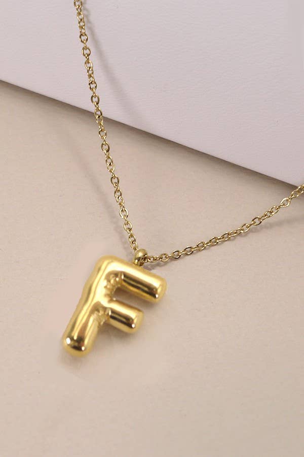 Gold Bubble Initial Necklace