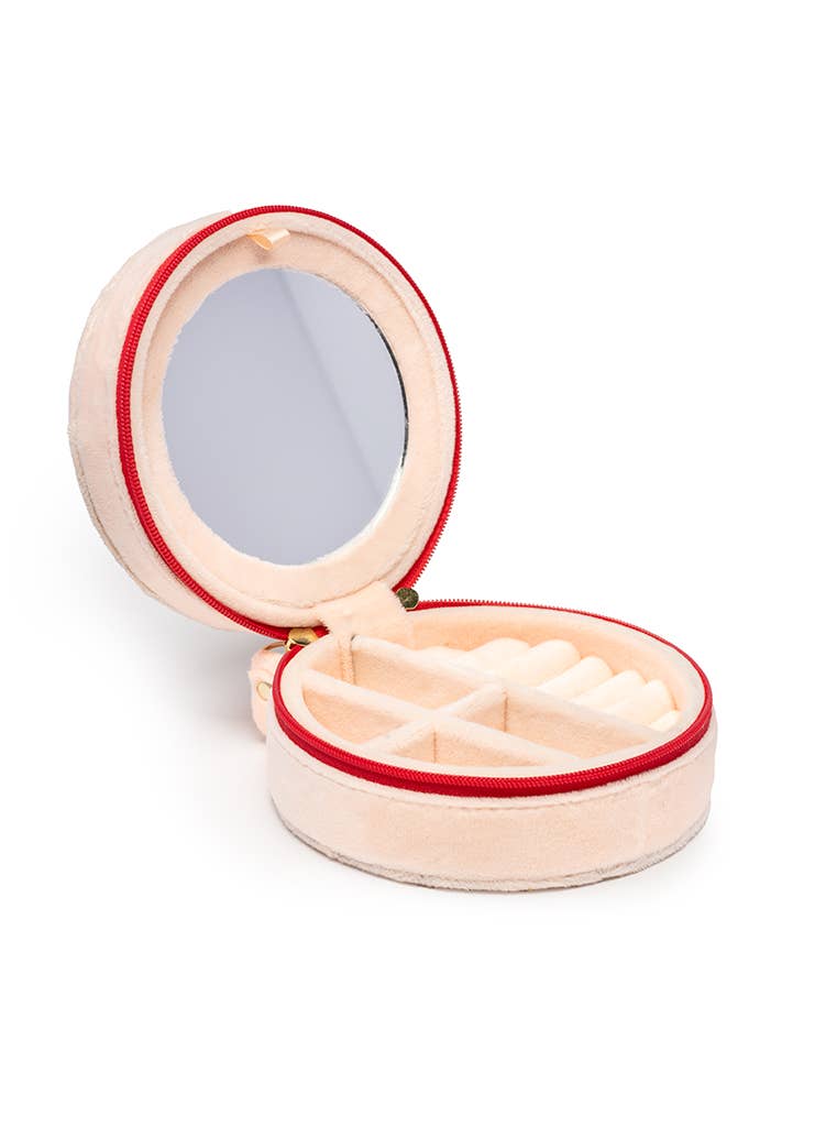 Cherries & Cream Velvet Jewelry Zip Case