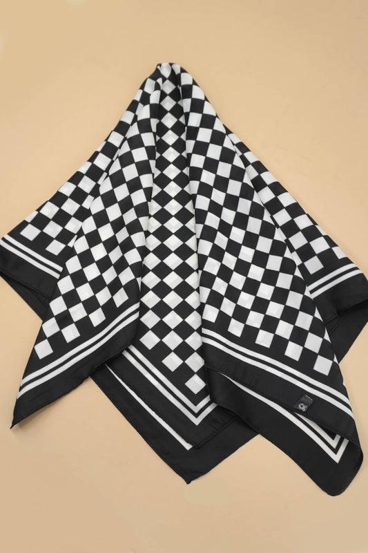 Checkered Silky Bandana Scarf