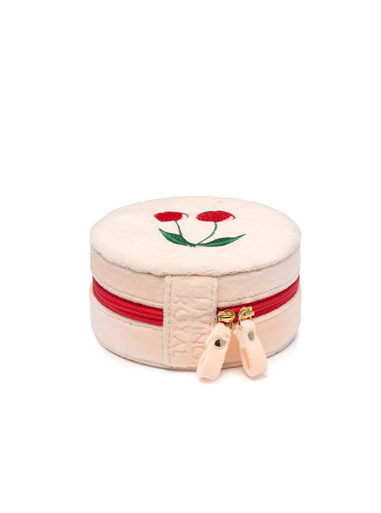 Cherries & Cream Velvet Jewelry Zip Case