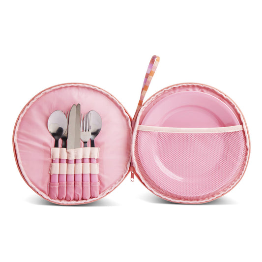 Sunset Gingham Picnic Pouch Set