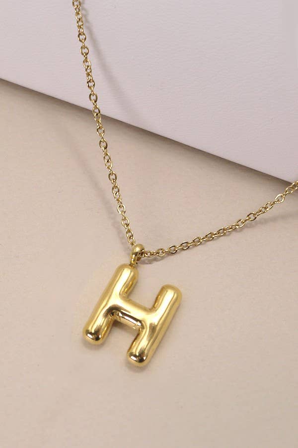 Gold Bubble Initial Necklace