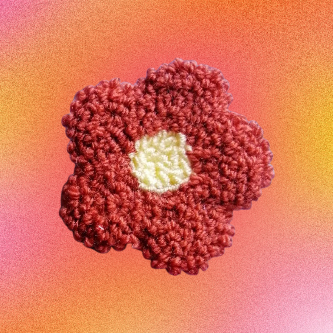 Burnt Orange Y2K Daisy Punch Needle Car Coaster