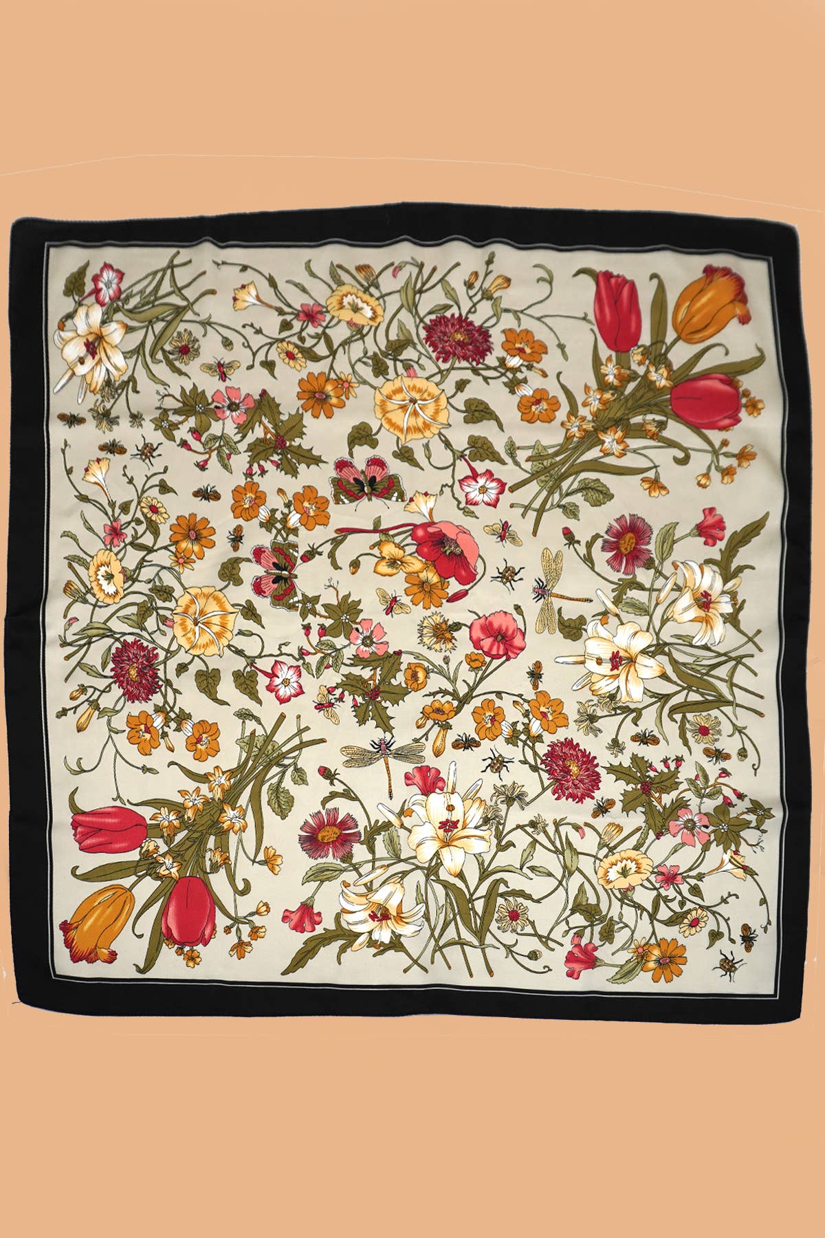 Botanical Print Silky Feel Bandana Scarf