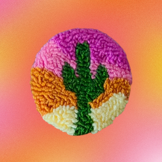 Desert Cactus Punch Needle Car Coaster