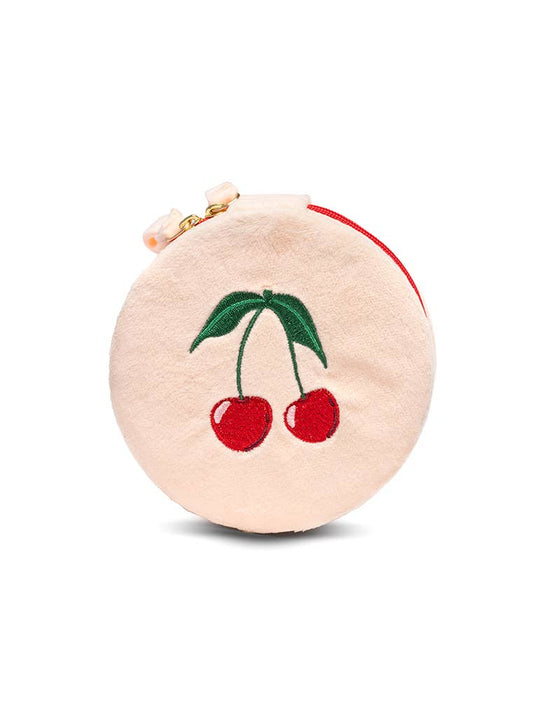 Cherries & Cream Velvet Jewelry Zip Case