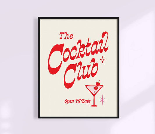 Cocktail Club Print - Retro Art Print