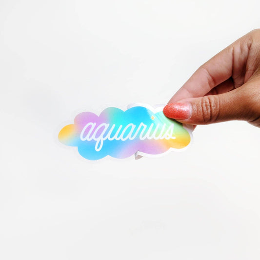 Aquarius Gradient Clear Die Cut Sticker