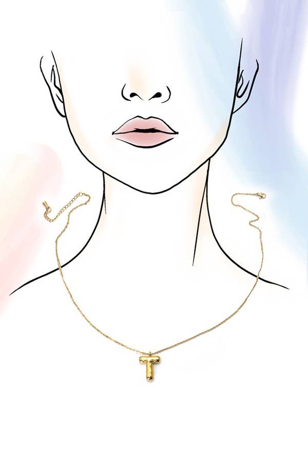 Gold Bubble Initial Necklace
