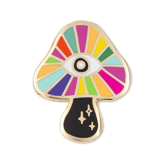 Evil Eye Rainbow Mushroom Enamel Pin