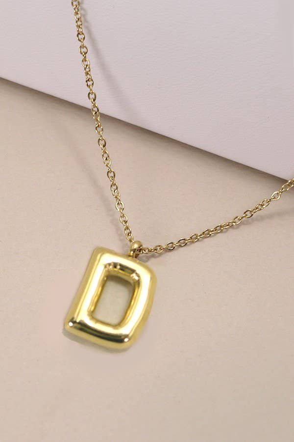 Gold Bubble Initial Necklace