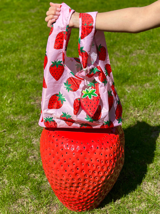 Strawberry Bag Charm w/ Reusable Shopper Bag