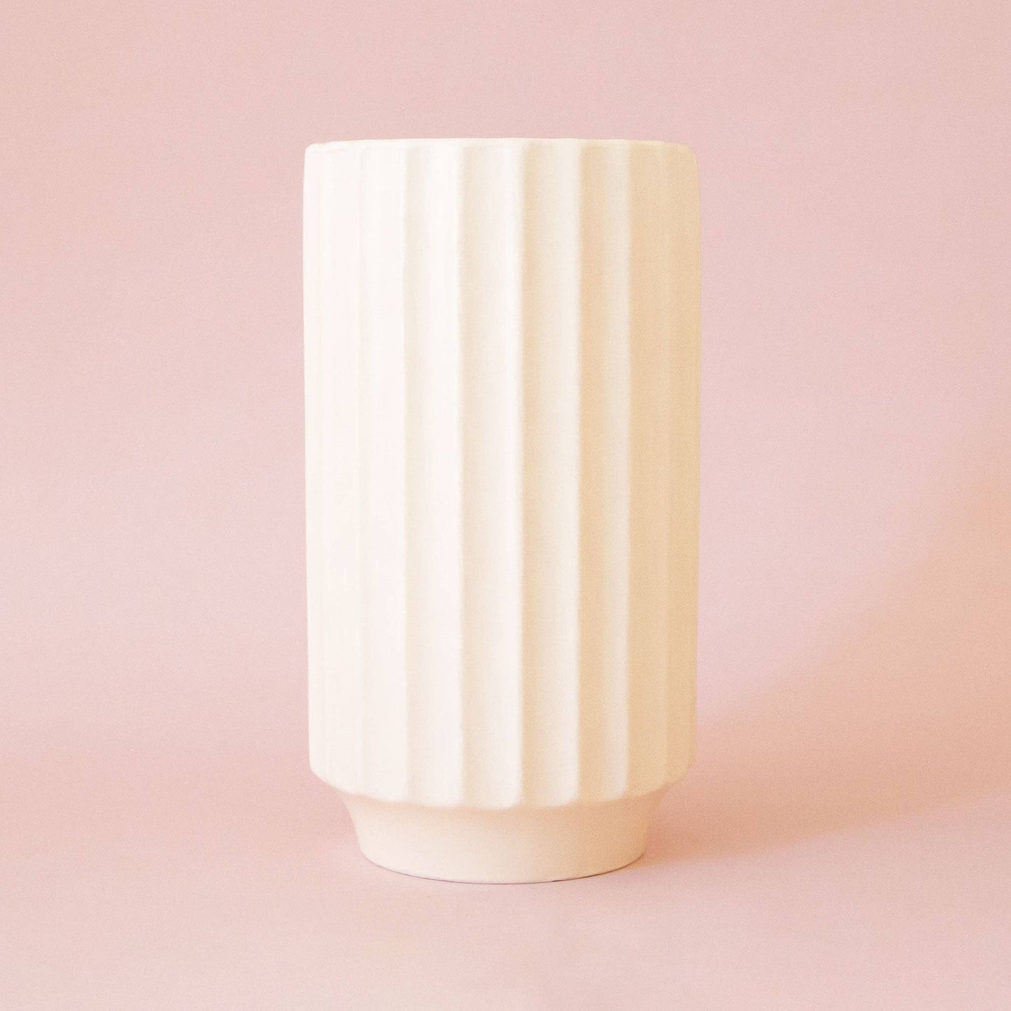 Vintage White Monroe Ceramic Fluted Vase